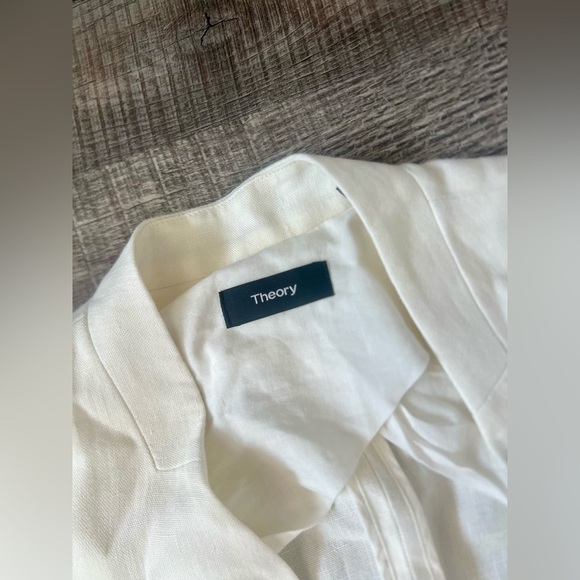 Theory Winola Linen Drape Blazer Jacket 0 Warm Ivory Office White Wedding - Picture 5 of 9